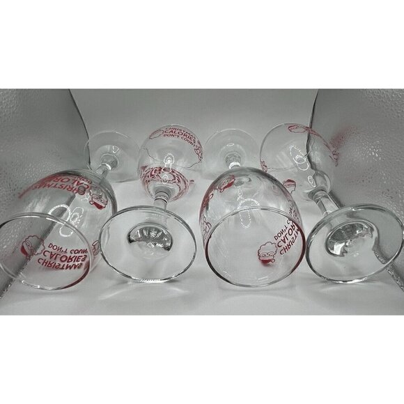 Christmas Calories Don't Count Set of 4 Wine Glasses 10oz Santa Holiday Party - Picture 12 of 13